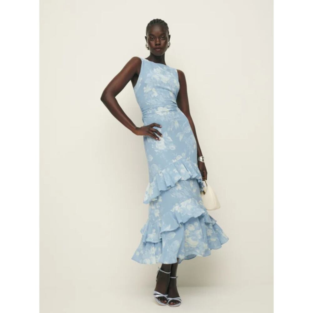 Reformation Magnus Ruffle Dress in Patience